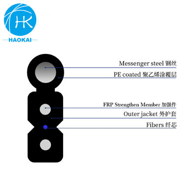 FTTH 8figure Self Supporting Outdoor Drop Fiber Optical Cable Nero con filo d'acciaio