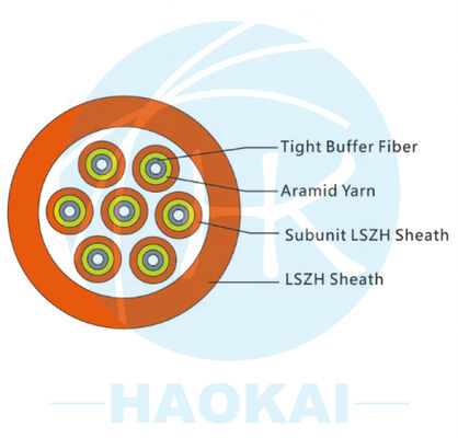 Cable a fibra ottica a 12 nuclei per interni, cavo di distribuzione in singolo modo, ritardatore di fiamma