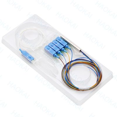 FTTx Systems SC UPC Fibra ottica PLC Splitter 1x2 Mini tubo di acciaio