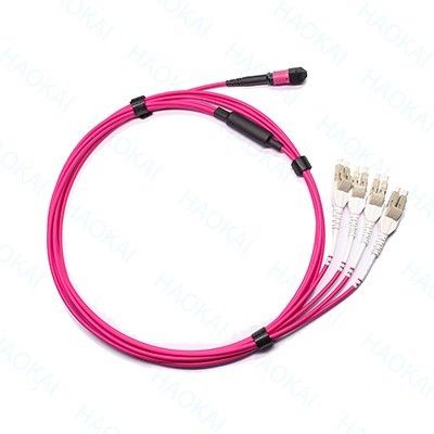 LC Fiber Optical Patch Cord 12core MPO Fan Out Om4 Fiber Patch Cables