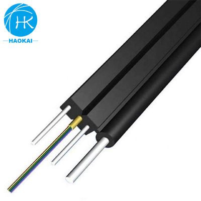 2 core 6 core FTTH Drop Cable Flat Fiber Optic Cable con Aramid Central Tube Steel Wire