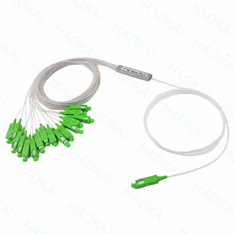 1x16 SC APC Fibre PLC Splitter Mini tubo di acciaio senza connetcor