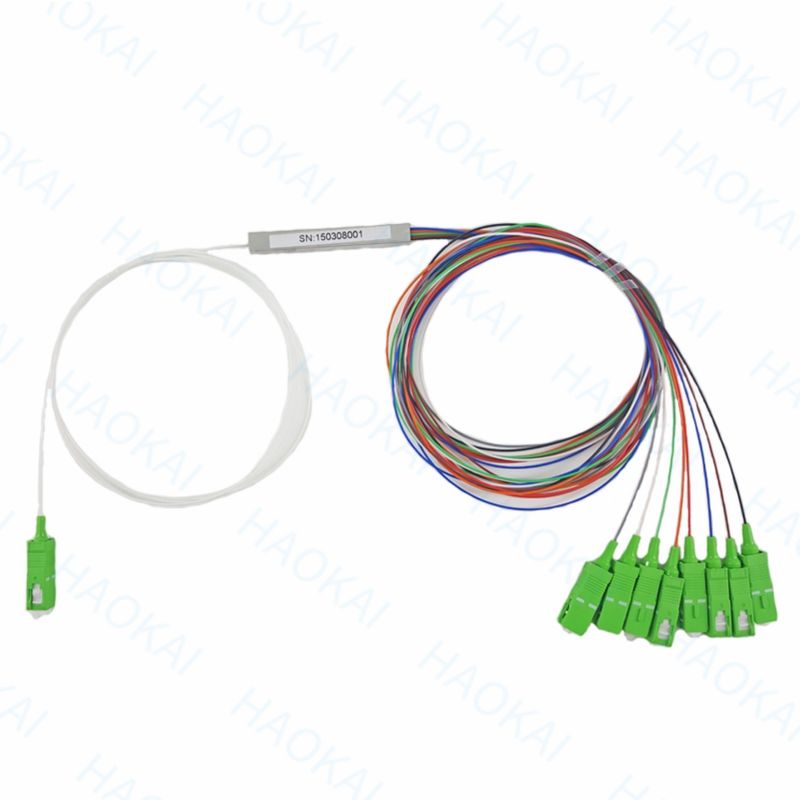 FTTH 1x4 1x8 Fibre PLC Splitter Mini Tube in acciaio con connettore SC APC