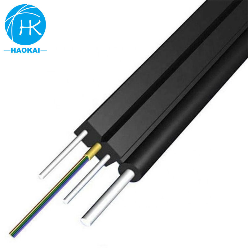 2 core 6 core FTTH Drop Cable Flat Fiber Optic Cable con Aramid Central Tube Steel Wire